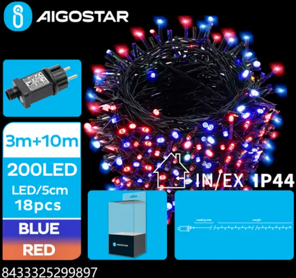 Tira Luces Led Navidad Luz Azul y Roja 3.6W 10 Metros